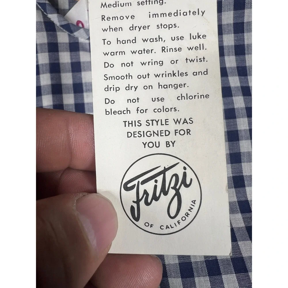 Fritzi of California Gingham‎ Dress Vintage Sleeveless Fit & Flare Size 18 - Picture 4 of 11